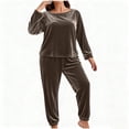 thumbnail image 4 of Ounisa Women Plus Size Pajama Set, Long Sleeve Button-Down Soft Comfy Two-Piece Sleepwear Lounge Set, 4 of 5