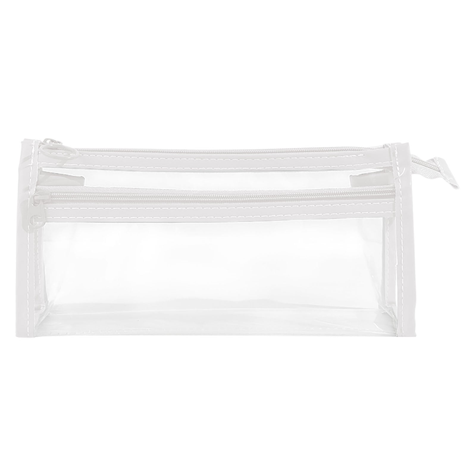 Bdday Trousse à Crayons Double Couche Transparente Stylo Trousse Triangulaire Transparente Sac à Stylos Étudiant Grande Capacité Compartiment Sac de Rangement Sac de Papeterie Boîte à Crayons pour Enfants