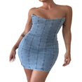 thumbnail image 1 of Women Strapless Bodycon Backless Mini Tube Dress Summer Short Bandeau Dresses Beach, 1 of 5