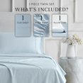 thumbnail image 2 of Ensemble de Draps Simple en Lin pour Garde-Robe – Percale de Coton 100 % Naturel, Ensemble de Draps 3 Pcs Rafraîchissant et Net pour Lit Simple, Oeko-Tex Fabriqué en Vert Durable, Poches Profondes, Doux et Respirant Qualité Hôtel – Bleu Pâle, 2 of 5