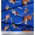 thumbnail image 3 of Soimoi Blue Poly Georgette Fabric Kangaroo & Giraffe Animal Printed Fabric 1 Yard 42 Inch Wide, 3 of 3