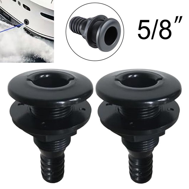 BTOER 2Pcs Thru Hull Fitting Marine Through Hull Connector Fitting for Boats Black
