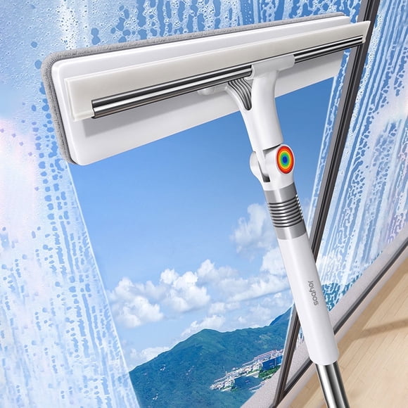 Joybos 2-in-1 Window Squeegee Cleaner, Cleaning Tool with 53.5" Long Handle for Mirrors & Car Windshields