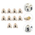 thumbnail image 3 of KAKOWELY Canvas Drawstring Bags 10Pcs Drawstring Gift Bag Party Gift Storage Bag Game Coins Bag Dollar Pattern Bag7.87"X6.69"X0.08", 3 of 5