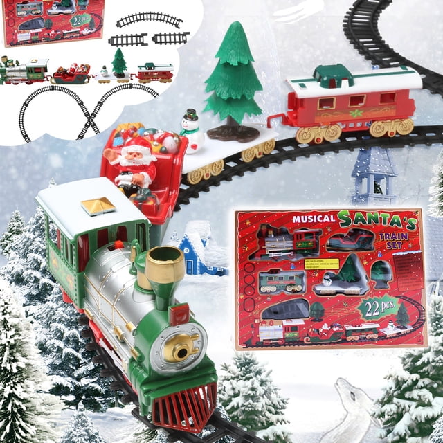 Ensemble de Train Jouet Ensemble de Train de Noël Voies Ferrées Jouets à Piles Train de Noël Enfant