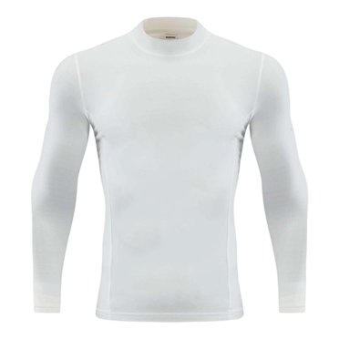 Wdgfv Chandail Athlétique de Compression à Manches Longues pour Garçons, Col Montant, Haut de Performance pour l'Entraînement, Course et Entraînement, T-Shirt Extensible, Couche de Base Active, Blanc, 7-8 Ans