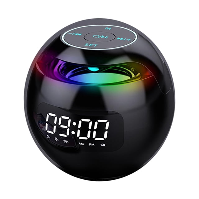 Miulika Mini Haut-Parleur Bluetooth Rechargeable Réveil Caisson de Basses Noir B