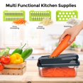 thumbnail image 5 of Vegetable Chopper, 7 Blade Veggie Chopper, Practical Food Chopper with Container, Cheese Grater, Home Essentials & Kitchen Gadgets(Green/Grey)（32*11*11cm), 5 of 5