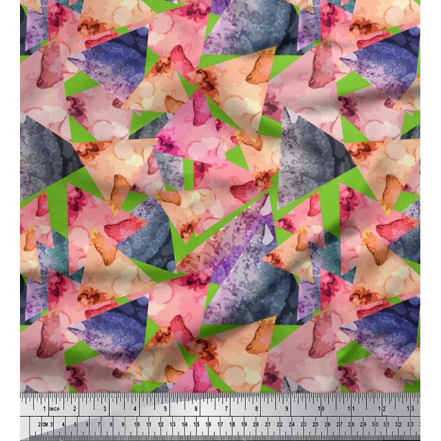 Soimoi Cotton Voile Fabric Triangle & Texture Fabric Prints By Yard 56 Inch Wide