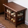 thumbnail image 1 of ACRO Storage Bench Wooden Shoe Bench Rustic Solid Wood Entryway Bench (Brown,23.6"), 1 of 5