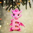 thumbnail image 1 of Fridja Personalized Dinosaur Christmas Ornament 26 Letters Hanging Pendant Ornaments 2024 Plastic Initial Monogram Xmas Tree Decorations with Hanging Rope Unique Customized Fun Gift for Kids, 1 of 3