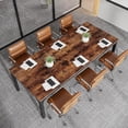 thumbnail image 4 of Tribesigns 13FT Large Conference Table, Modern 6.5FT x 2.3FT Meeting Room Table with Metal Frame, Seats 12-16 People, Rustic Brown, 4 of 5