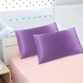 thumbnail image 1 of PiccoCasa Taies d'Oreiller en Satin de Luxe Housse d'Oreiller Soyeuse Ensemble de 2, Violet Non Standard, 1 of 9
