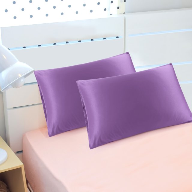 PiccoCasa Taies d'Oreiller en Satin de Luxe Housse d'Oreiller Soyeuse Ensemble de 2, Violet Non Standard