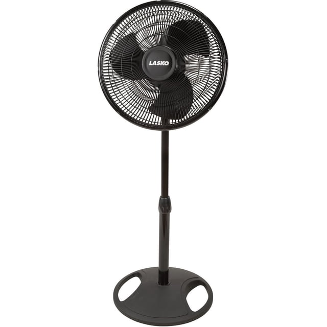 Lasko 16 Inch Oscillating 3 Speed Adjustable Pedestal Stand Fan Black (2 Pack)