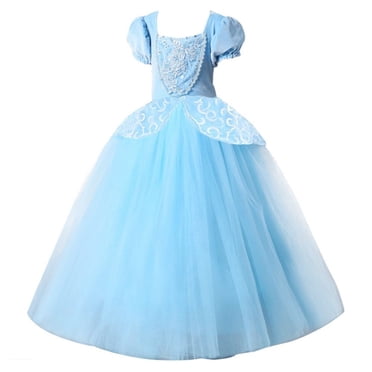 HAWEE Filles Bleu Princess Costume Classique de Luxe Robe de Fête Déguisement