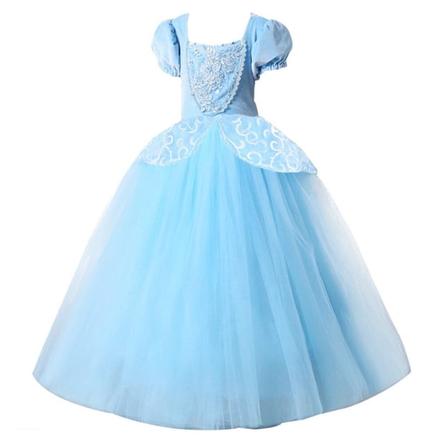 HAWEE Filles Bleu Princess Costume Classique de Luxe Robe de Fête Déguisement