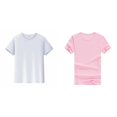 thumbnail image 1 of Lot de 2 (Blanc 1 Pce et Rose 1 Pce) Multipack par Hauts T-Shirts Manches Courtes T-Shirt Uni Haut Tees Garçon & Fille Unisexe Hauts Enfants Col Rond T-Shirt, 1 of 4