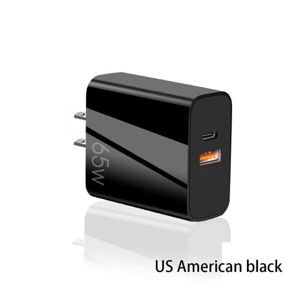 Universal 65W Type-C USB Mobile Phone Charger Tablet Multiple Ports Chargers Household Office Camping Backpacking Fast Charging Adapter Tablet US Plug Black