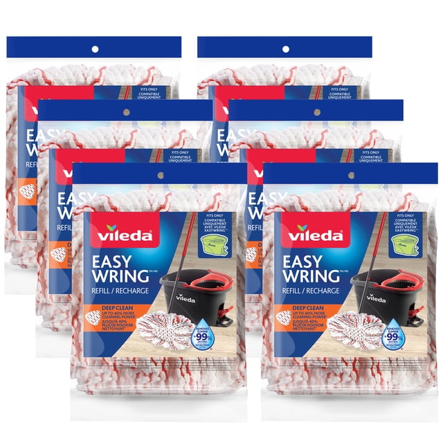 EasyWring Tête de Vadrouille de Rechange pour Nettoyage en Profondeur, Recharge Lavable à la Machine, Lot de 6