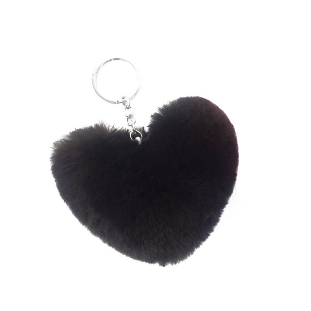 Heart Shape Hair Pendant Handbag Decor Keychain Key Buckle Ring Shoulder Bag Hanging Ornaments