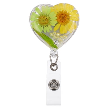 KAKOWELY badge reel Retractable Nurse Badge Reel Heart-Shaped Badge Holder Heavy Duty Flower ID Card Name Tag Holder Name Card Clips with Swivel Clip for Office Student Doctor Nurse