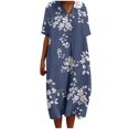 thumbnail image 1 of TJAZFJPA Robes Moulantes pour Femmes Mode pour Femmes Été Style Plage Imprimé Col en V Manches 5/4 Robe Décontractée (1) Robe Formelle d'Hiver Femme Robe d'Été pour Femmes, 1 of 5
