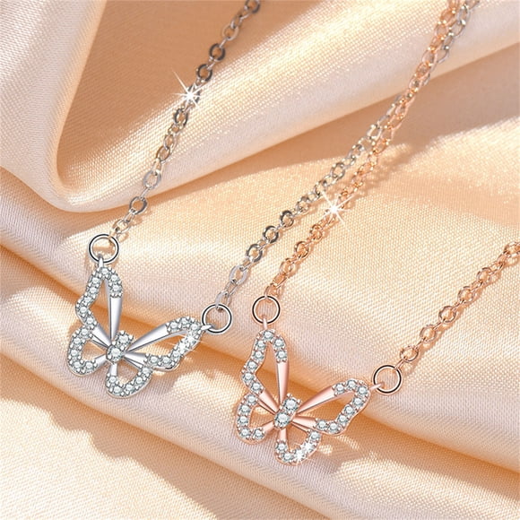 LSLJS Fashion 28 Cubic-Zirconia Necklace for Women Gril Wonderful Gift （Silver + Rose Gold）, Gifts for Mom Wife Girlfriend on Anniversary Mothers Day Valentines Day Christmas Birthday Gifts