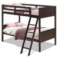 thumbnail image 1 of Gymax Wooden Twin Over Twin Bunk Beds Convertable 2 Individual Twin Beds Espresso, 1 of 10