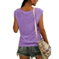 thumbnail image 4 of Pompotops Womens Solid Color Cap Sleeve Blouses T-Shirt Casual Loose Fit Basic Shirts Tank Tops, 4 of 8