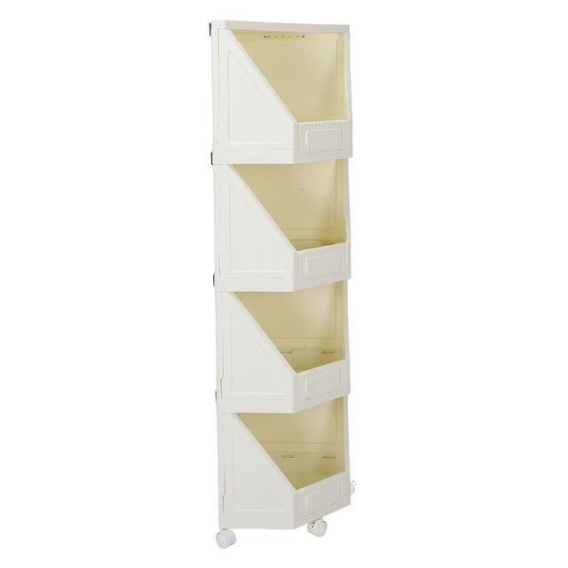 Étagère d'Angle avec Rangement, Armoire de Rangement d'Angle avec 4 Roues Mobiles Support d'Étagère d'Angle Bibliothèque pour Petit Espace Salle de Bain Cuisine Salon Bureau à Domicile