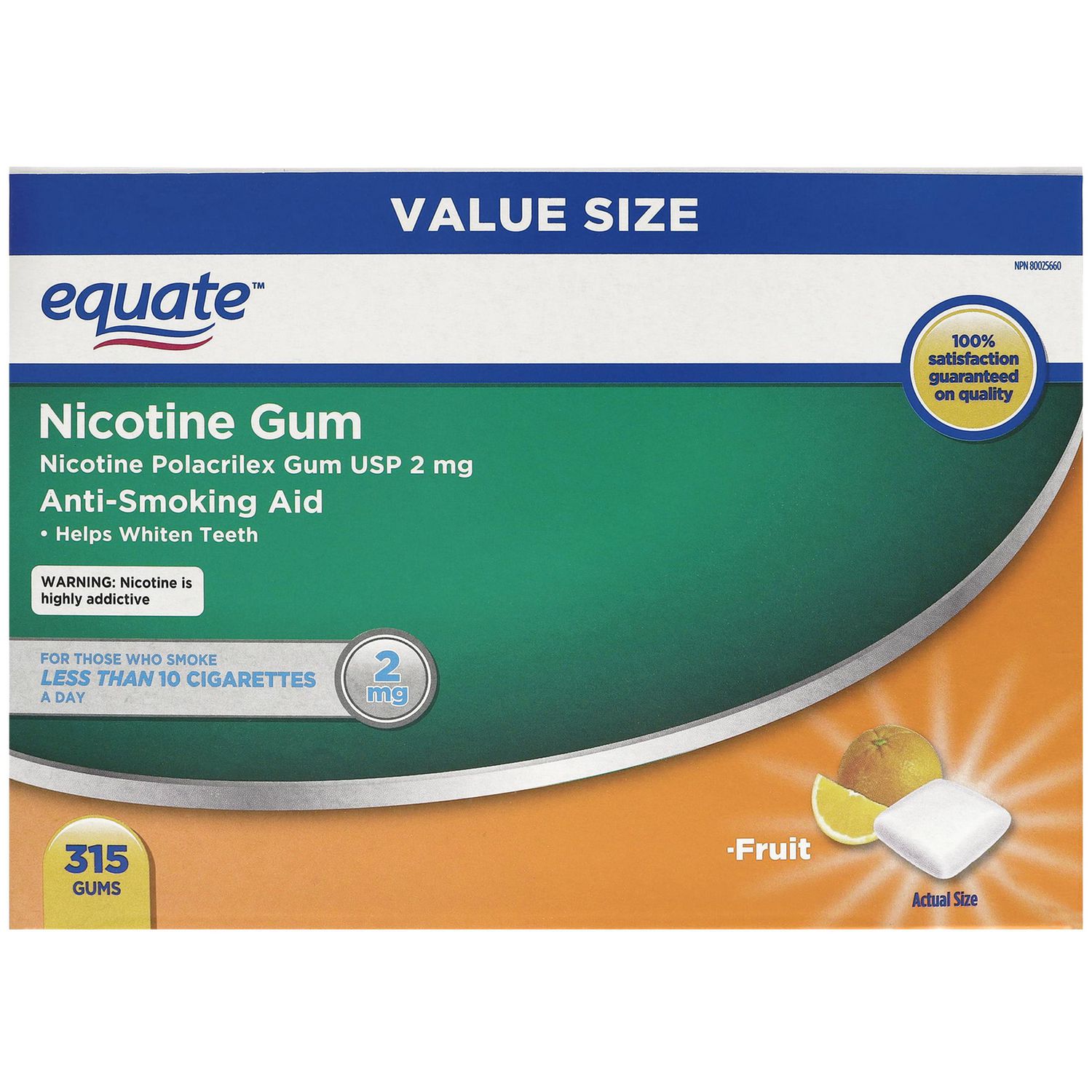 Equate Nicotine Gum, Fruit, 4mg