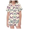 thumbnail image 2 of WEAIXIMIUNG Children's Girls Bow Printed Short Sleeve Shorts Two Piece Pajama Set 12-13 Years, 2 of 3