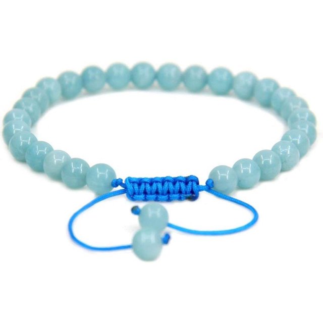 Natural Blue Amazonite Gemstone 6mm Round Beads Adjustable Bracelet 7" Unisex