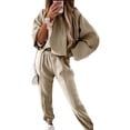 thumbnail image 1 of Innerwin Sweatsuits Hoodies Ladies Two Piece Outfit Sports Long Sleeve Loose Fit Jogger Set Apricot XL, 1 of 3