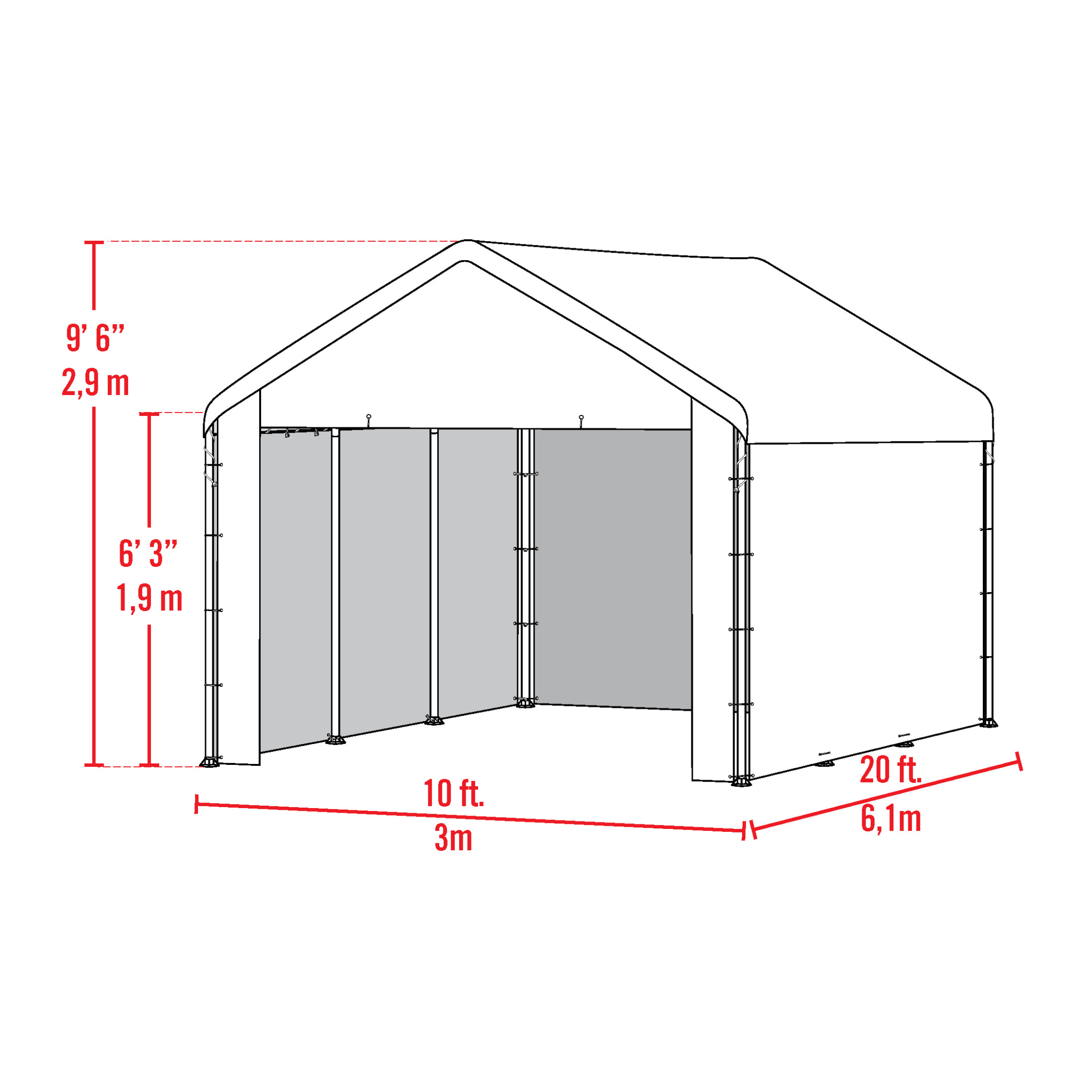 Ensemble parois pour abri MaxAp 10 x 20 pi