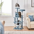 thumbnail image 2 of Yaheetech Ocean-Themed Multi-Level Cat Tree Tower with Condo, Perches, Hammock, Blue/White, 2 of 7