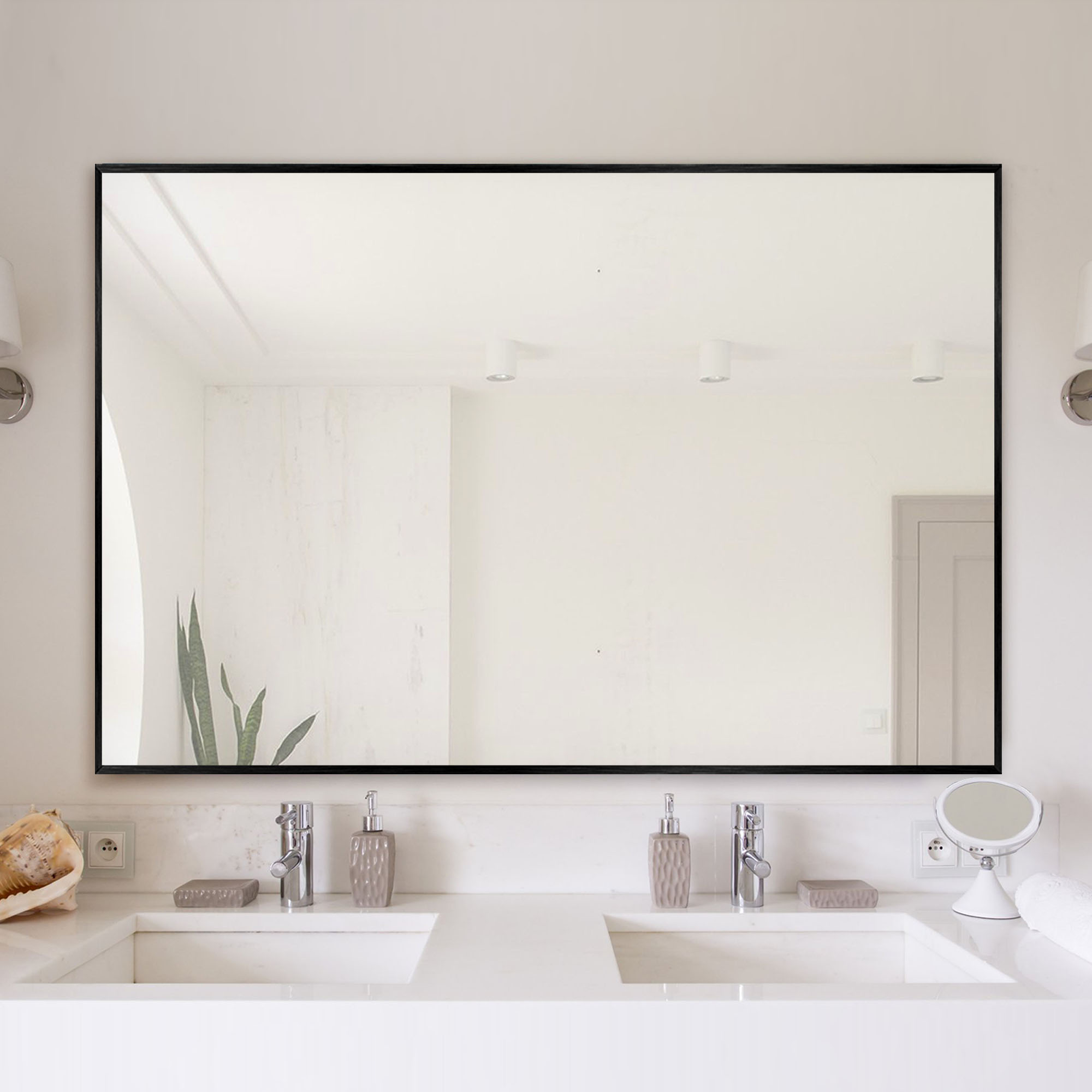 NeuType Miroir Mural Rectangulaire Noir 36"x24 Pouces