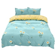 Maplenight 4-Piece Twin Size Bed Sheet Set, Soft & Stylish Dormitory Bedding Set - Breathable Polyester, Fresh Green Patterns Blue