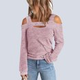 thumbnail image 1 of Casual Blouse, Women Cold Shoulder Top Solid Color  For Daily Wear Pink L, 1 of 6