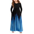 thumbnail image 1 of Teen Girls Tiered Maxi Dress, Solid Color Layered Ruffle Dress with Pockets, Bohemian Style for Party, Photo Shoot, and Holiday. 150Blue, 1 of 4