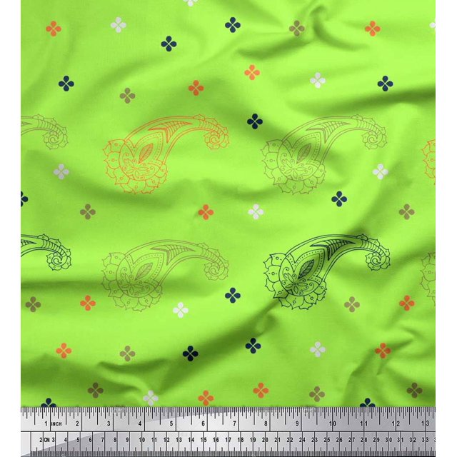 Soimoi Rayon Fabric Paisley & Jamdani Printed Fabric 1 Yard 56 Inch Wide