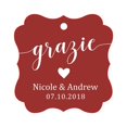 thumbnail image 1 of Darling Souvenir GRAZIE Thank You Wedding Favors Gift Paper Tag Custom Party Hang Tags-Maroon-50 Tags, 1 of 1