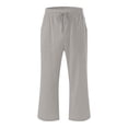 thumbnail image 4 of DPTALR Womens Casual Solid Color Elastic Loose Pants Straight Wide Leg Trousers With Pocket, 4 of 5