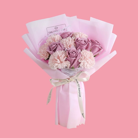 Agiferg Preserved Flower Pink Carnation Soap Bouquet Rose Flower Mother's Day Gift