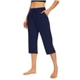 thumbnail image 1 of Plebaso Capri Pants for Women Drawstring Cropped Wide Leg Pants Lightweight Lounge Yoga Capris with Pockets, 1 of 7