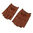 thumbnail image 2 of tredstone Gants Rétro en Cuir PU pour Hommes Sans Doigts pour Conduite et Vélo TG Brun Bouton, 2 of 9