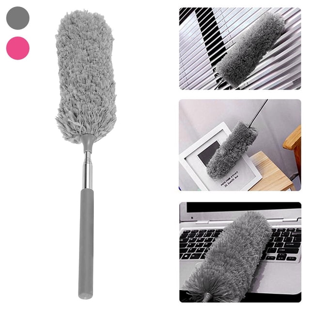 LochimuMicrofiber Dust Collector With Extension Rod Retractable Dust Collector With Bendable Head Washable Cobweb Brush Hand Dust Collector Cleaning Car Furniture Grey