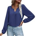 thumbnail image 1 of XZNGL Womens Long Sleeve Tops and Blouses Womens Satin Socket V-Neck Solid-Color Commute Long Sleeve Blouses Shirt Tops Womens Tops and Blouses Womens Blouses Long Sleeve, 1 of 8