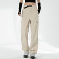 thumbnail image 3 of Ohufall Pantalon Cargo pour Femmes Pantalon à Jambe Grand Ample Extensible Pantalon Mode Urbaine Taille Haute Décontracté Imperméable Pantalon de Randonnée Extérieur avec Poches Pantalon pour Femmes, 3 of 4